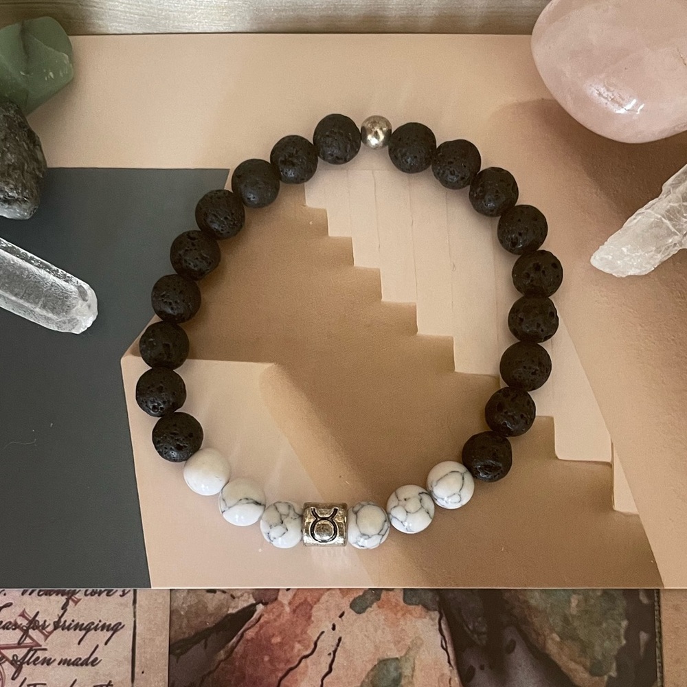Taurus Lava Bead Bracelet